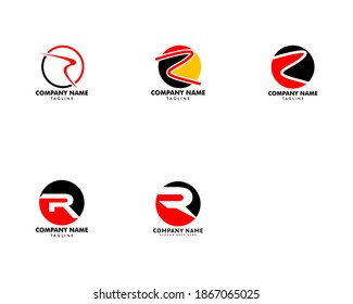 Set of R Letter Circle Vector Logo