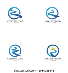 Set Of R Letter River Logo Template Vector Illustration
