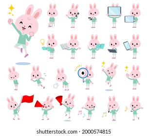 A set of Rabbit boy with digital equipment such as smartphones.It's vector art so it's easy to edit.