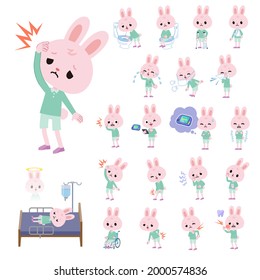 A set of Rabbit boy with injury and illness.It's vector art so it's easy to edit.