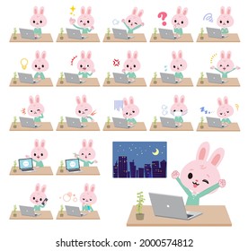 A set of Rabbit boy on desk work.It's vector art so it's easy to edit.