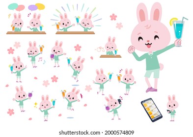 A set of Rabbit boy on a drink party.It's vector art so it's easy to edit.