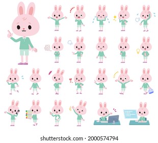 A set of Rabbit boy with who express various emotions.It's vector art so easy to edit.