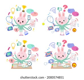 A set of Rabbit boy who perform multitasking.It's vector art so it's easy to edit.