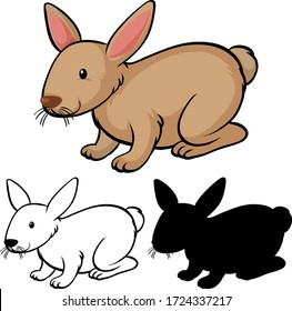 Set of rabbit cartoon illustration