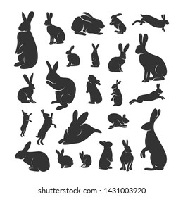 Set Of Rabbit Design Vector. Silhouette Of Rabbit. Vector Illustration