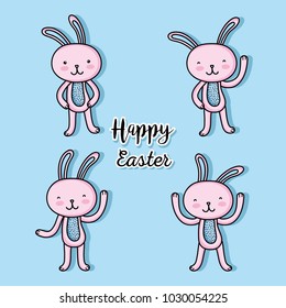 set rabbit easter celebration holiday