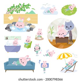 A set of rabbit girl about relaxing.It's vector art so it's easy to edit.