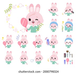A set of rabbit girl on beauty.It's vector art so it's easy to edit.