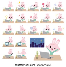 A set of rabbit girl on desk work.It's vector art so it's easy to edit.