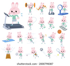 A set of rabbit girl on exercise and sports.It's vector art so it's easy to edit.