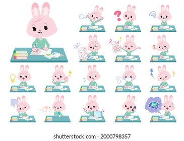 A set of rabbit girl on study.It's vector art so it's easy to edit.