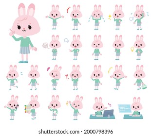 A set of rabbit girl with who express various emotions.It's vector art so easy to edit.