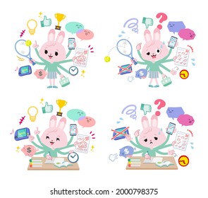 A set of rabbit girl who perform multitasking.It's vector art so it's easy to edit.