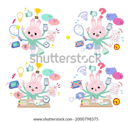 A set of rabbit girl who perform multitasking.It's vector art so it's easy to edit.