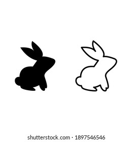 Set of Rabbit icon. Animal symbol. Linear style sign for mobile concept and web design