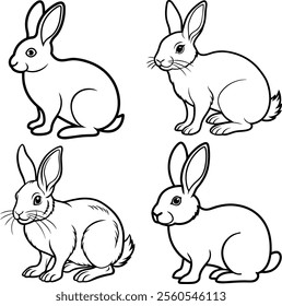 Set of  Rabbit icon silhouette vector illustration