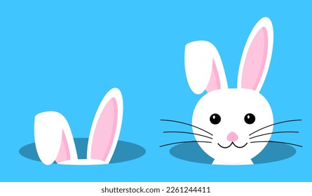 Kaninchensatz-Illustration.Ostersonnige.Frohe Osterbanner.Vektorgrafik