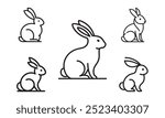 Set of Rabbit line art logo design vector illustration.