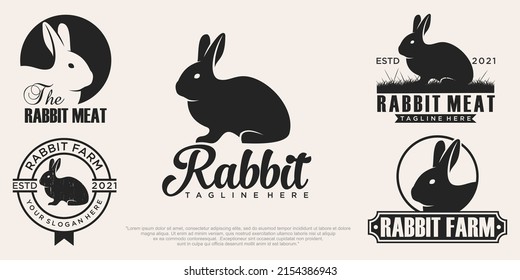 Conjunto de vector de diseño de logotipo de conejo.