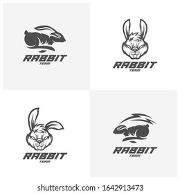 Set of Rabbit logo template Vector. Modern Head Rabbit Logo Vector