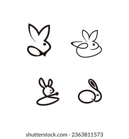 Set Rabbit logo template vector icon symbol illustration
