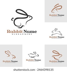 Set of Rabbit logo vector template, Creative Rabbit head logo design concepts