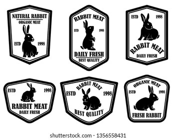 Set of rabbit meat emblems. Design element for logo, label, sign, banner, poster. Vector illustration
