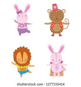 set rabbit with monkey and lion costume entertainment