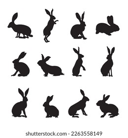 Establezca la ilustración vectorial de la silueta de conejo.