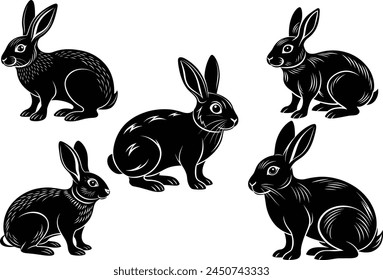 Set of Rabbit silhouette vector illustration