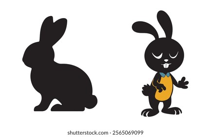 Set of rabbit silhouettes - vector illustration
