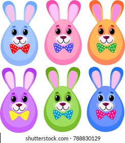 set. Rabbits rabbits in the form of eggs. Easter. vector illustration
