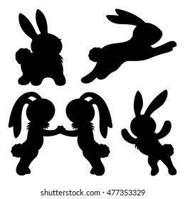 Set of rabbits on a white background.