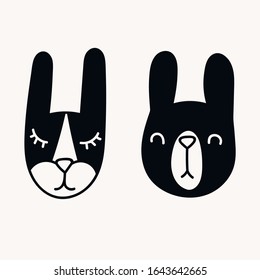 
Set of rabbits in scandinavian style. Vector illustration. Cute forest animals. Suitable for printing, textiles, etc.