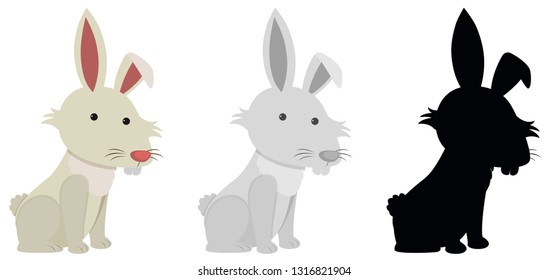 conjunto de ilustraciones de fondo blanco de conejos