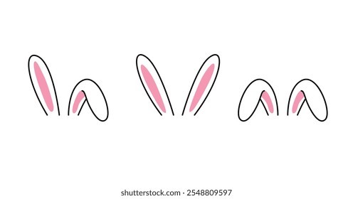 Set of rabbits's ears. Easter bunny headband, funny animal character