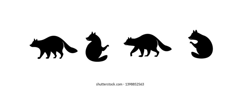 set raccoon black logo icon designs vector illustration silhouette