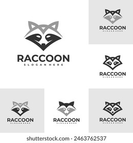 Set of Raccoon logo vector template, Creative Raccoon head logo design concepts
