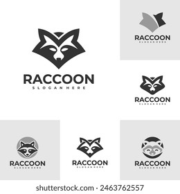 Set of Raccoon logo vector template, Creative Raccoon head logo design concepts