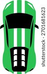 Set race car top view in cartoon style. Racing car set for 2D games. A collection of colorful vector race cars from overhead view, perfect for game or mobile app. Set of race street car, for game
