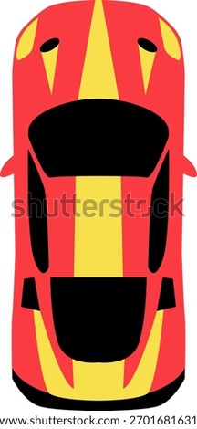 Set race car top view in cartoon style. Racing car set for 2D games. A collection of colorful vector race cars from overhead view, perfect for game or mobile app. Set of race street car, for game