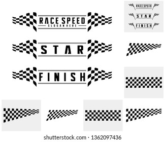 Set of Race flag Design Concepts Icon. Speed Flag Simple Design Illustration Vector. Icon Symbol