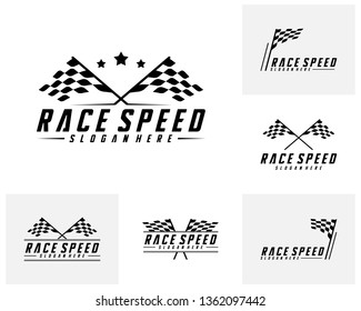 Set of Race flag Design Concepts Icon. Speed Flag Simple Design Illustration Vector. Icon Symbol