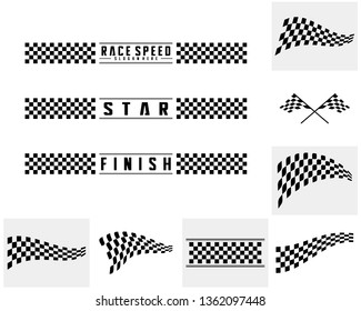 Set of Race flag Design Concepts Icon. Speed Flag Simple Design Illustration Vector. Icon Symbol