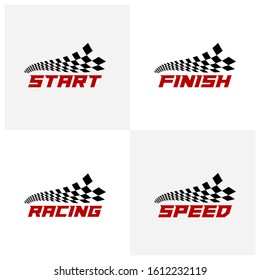 Set of Race flag logo icon, Racing logo concept, modern simple design illustration vector template, Creative design