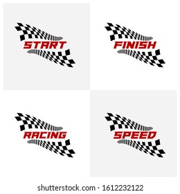 Set of Race flag logo icon, Racing logo concept, modern simple design illustration vector template, Creative design