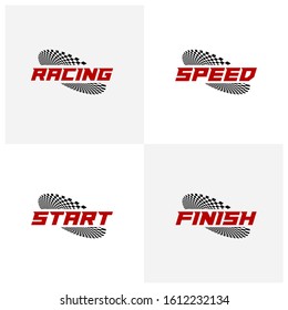 Set of Race flag logo icon, Racing logo concept, modern simple design illustration vector template, Creative design