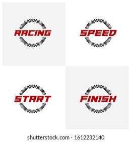 Set of Race flag logo icon, Racing logo concept, modern simple design illustration vector template, Creative design