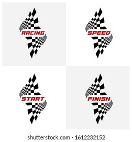 Set of Race flag logo icon, Racing logo concept, modern simple design illustration vector template, Creative design